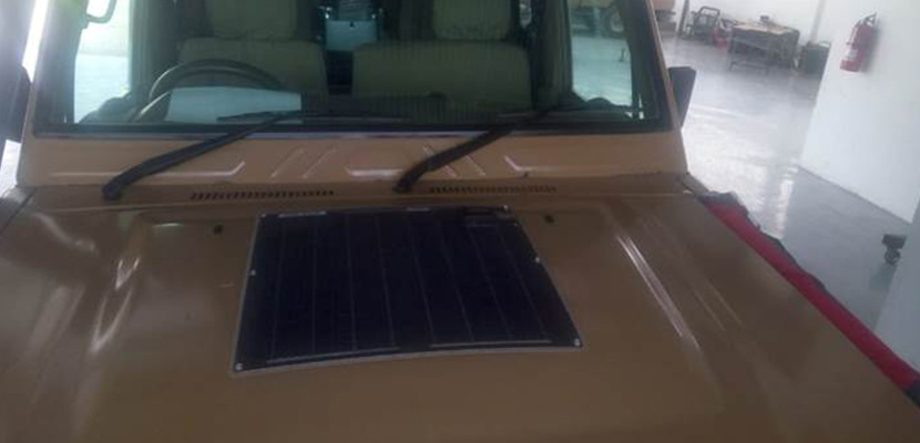Colectores solares en nuestros vehículos Safari.